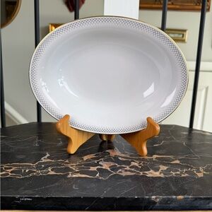 Vintage Bavaria Tirschenreuth Germany Oval Platter Platinum Trim Pattern 2904